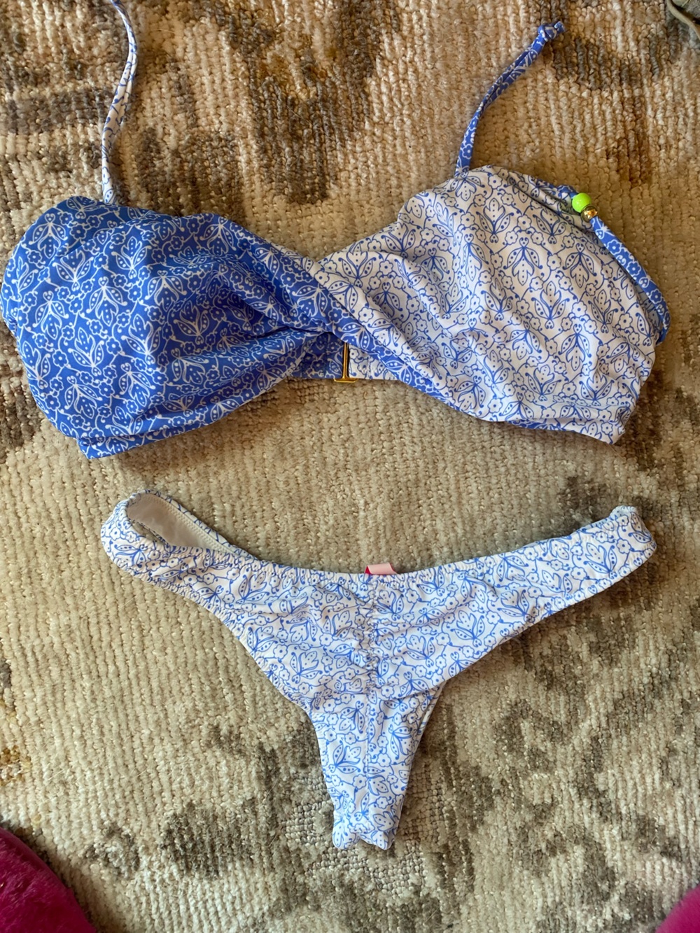 Victoria's Secret Blue and White Paisley Bikini Set